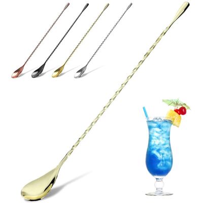 Cuillère À Cocktail En Acier Inoxydable, Cuillère De Bar, Long Manche, Longue Cuillère À Cocktail Pour Barman, Design Spiralé Élégant, Longueur Parfaite 30 Cm, Couleur Or-aquaforge - Publicité Cuillère À Cocktail En Acier Inoxydable, Cuillère De Bar, Long Manche, Longue Cuillère À Cocktail Pour Barman, Design Spiralé Élégant, Longueur Parfaite 30 Cm, Couleur Or-aquaforge - Publicité