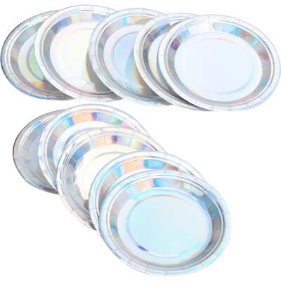 LBVIE Lot De 8 Assiettes En Carton Rondes Jetables Pour Anniversaire, Mariage, Fête, Décoration, Vaisselle Argentée Laser - Publicité LBVIE Lot De 8 Assiettes En Carton Rondes Jetables Pour Anniversaire, Mariage, Fête, Décoration, Vaisselle Argentée Laser - Publicité