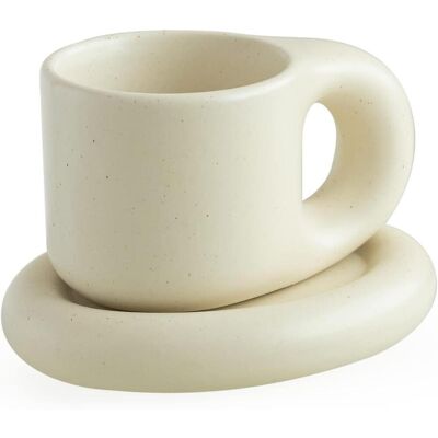 ECLEANFY Mug Et Soucoupe En Céramique Personnalisés « Chubby Cute », Pour Le Bureau Et À La Maison. Publicité ECLEANFY Mug Et Soucoupe En Céramique Personnalisés « Chubby Cute », Pour Le Bureau Et À La Maison. Publicité