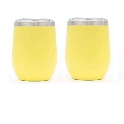 LAVVE Lot De 2 Verres À Vin Sans Pied De 35 Cl Avec Couvercle, En Acier Inoxydable À Double Paroi Isolée Sous Vide, Tasses De Voyage (jaune, 35 Cl) - Publicité LAVVE Lot De 2 Verres À Vin Sans Pied De 35 Cl Avec Couvercle, En Acier Inoxydable À Double Paroi Isolée Sous Vide, Tasses De Voyage (jaune, 35 Cl) - Publicité