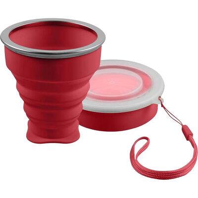 OEM Gobelet Pliable En Silicone Rouge, Tasse De Voyage Pratique Pour Le Camping – 210 Ml - Publicité OEM Gobelet Pliable En Silicone Rouge, Tasse De Voyage Pratique Pour Le Camping – 210 Ml - Publicité