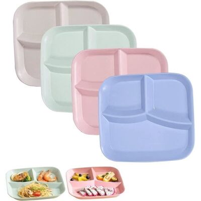 OEM 4 Assiettes Compartimentées, En Plastique Pp, Empilables, Compatibles Lave-vaisselle Et Micro-ondes, Pour Repas Équilibrés À La Maison Ou En Collectivité - Publicité OEM 4 Assiettes Compartimentées, En Plastique Pp, Empilables, Compatibles Lave-vaisselle Et Micro-ondes, Pour Repas Équilibrés À La Maison Ou En Collectivité - Publicité