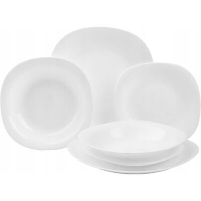 Service De Table 18 Pièces Pour 6 Personnes, Carré Blanc Noemi - Publicité Service De Table 18 Pièces Pour 6 Personnes, Carré Blanc Noemi - Publicité