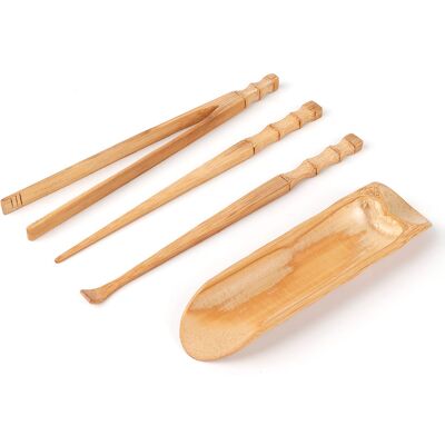 MCKENSA Service À Thé En Bambou Naturel 4 Pièces, Accessoires Classiques Chinois Pour La Cérémonie Du Thé - Publicité MCKENSA Service À Thé En Bambou Naturel 4 Pièces, Accessoires Classiques Chinois Pour La Cérémonie Du Thé - Publicité