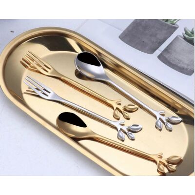 LAVVE Ensemble De 6 Fourchettes À Dessert En Acier Inoxydable, Fourchettes À Fruits En Forme De Feuille Pour Gâteaux, Glaces, Antipasti Et Cappuccino (argenté) - Publicité LAVVE Ensemble De 6 Fourchettes À Dessert En Acier Inoxydable, Fourchettes À Fruits En Forme De Feuille Pour Gâteaux, Glaces, Antipasti Et Cappuccino (argenté) - Publicité
