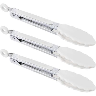 YUDO Pinces De Cuisine - Mini Pinces De Service En Silicone De 18 Cm - Lot De 3-snow White - Publicité YUDO Pinces De Cuisine - Mini Pinces De Service En Silicone De 18 Cm - Lot De 3-snow White - Publicité