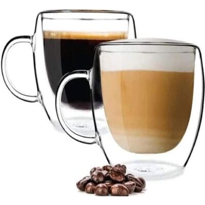 OEM Tasse À Café - Folaya - Lot De 2 - Verre Borosilicate - Double Paroi - 350 Ml - Publicité OEM Tasse À Café - Folaya - Lot De 2 - Verre Borosilicate - Double Paroi - 350 Ml - Publicité