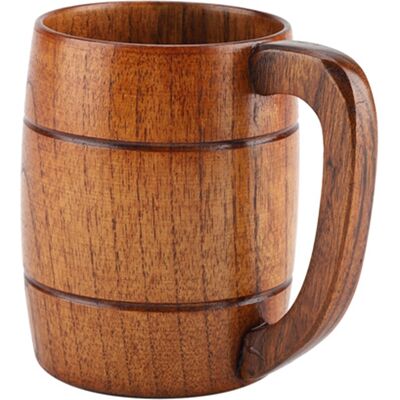 MCKENSA Mug En Bois Naturel Rétro Grande Contenance Avec Anse - Publicité MCKENSA Mug En Bois Naturel Rétro Grande Contenance Avec Anse - Publicité