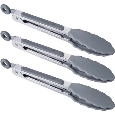 YUDO Pinces De Cuisine - Mini Pinces De Service En Silicone De 18 Cm - Lot De 3-gray - Publicité YUDO Pinces De Cuisine - Mini Pinces De Service En Silicone De 18 Cm - Lot De 3-gray - Publicité