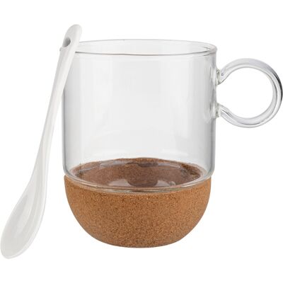 OEM Mug En Verre Sur Support En Liège 240 Ml W1 - Publicité OEM Mug En Verre Sur Support En Liège 240 Ml W1 - Publicité