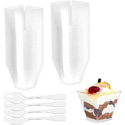 OEM Lot De 50 Tasses À Dessert Avec 50 Cuillères, Bols À Dessert De 60 Ml, Gobelets À Dessert En Plastique, Réutilisables - Publicité OEM Lot De 50 Tasses À Dessert Avec 50 Cuillères, Bols À Dessert De 60 Ml, Gobelets À Dessert En Plastique, Réutilisables - Publicité