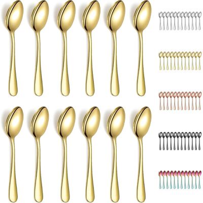 OEM 12 Cuillère À Café, Acier Inoxydable, Plaqué Titane Or, 14 Cm, Lavable Lave-vaisselle, Thé, Café, Dessert - Publicité OEM 12 Cuillère À Café, Acier Inoxydable, Plaqué Titane Or, 14 Cm, Lavable Lave-vaisselle, Thé, Café, Dessert - Publicité