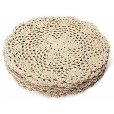 SCORPIO Lot De 10 Sets De Table En Coton Vintage Ronds À La Main En Dentelle Crochetée - Décoration De Table - Publicité SCORPIO Lot De 10 Sets De Table En Coton Vintage Ronds À La Main En Dentelle Crochetée - Décoration De Table - Publicité