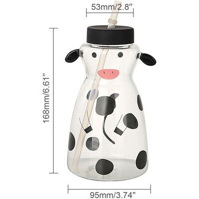 HEAT Gobelet En Verre Créatif De 600 Ml En Forme De Vache Avec Paille Intégrée - Publicité HEAT Gobelet En Verre Créatif De 600 Ml En Forme De Vache Avec Paille Intégrée - Publicité