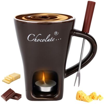 OEM Tasse Fondue Chocolat Avec Fourchette Et Bougies Chauffe-plat, Tasse Fondante -douce En Chocolat Ensemble Pot Fondue Céramique Pour Fromage Bonbons Soirée Romantique (marron Foncé)-dou - Publicité OEM Tasse Fondue Chocolat Avec Fourchette Et Bougies Chauffe-plat, Tasse Fondante -douce En Chocolat Ensemble Pot Fondue Céramique Pour Fromage Bonbons Soirée Romantique (marron Foncé)-dou - Publicité