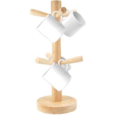 MOXIE Porte-tasses En Bois, Porte Tasse À Café Avec 6 Crochets, Arbre De Tasse De Café Amovible, Support À Bretzel - Publicité MOXIE Porte-tasses En Bois, Porte Tasse À Café Avec 6 Crochets, Arbre De Tasse De Café Amovible, Support À Bretzel - Publicité