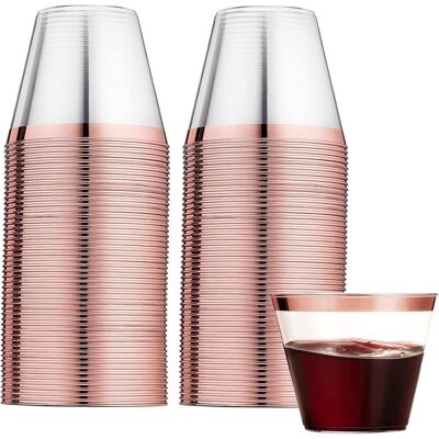 GRASSLIN 60 Gobelets, Bordure Or Rose, Plastique Ps, 270ml, Réutilisables, Pour Fêtes Et Mariages - Publicité GRASSLIN 60 Gobelets, Bordure Or Rose, Plastique Ps, 270ml, Réutilisables, Pour Fêtes Et Mariages - Publicité