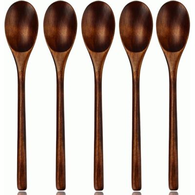 HERUSI Ensemble De 5 Cuillères Et Fourchettes En Bois - Cuillère De 22,5 Pouces - Publicité HERUSI Ensemble De 5 Cuillères Et Fourchettes En Bois - Cuillère De 22,5 Pouces - Publicité