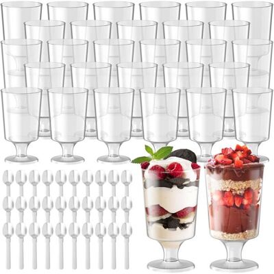 OEM 30 Verres À Dessert En Ps, Transparents Et Réutilisables, 120 Ml, Avec Cuillères, Pour Mariage Et Fête - Publicité OEM 30 Verres À Dessert En Ps, Transparents Et Réutilisables, 120 Ml, Avec Cuillères, Pour Mariage Et Fête - Publicité
