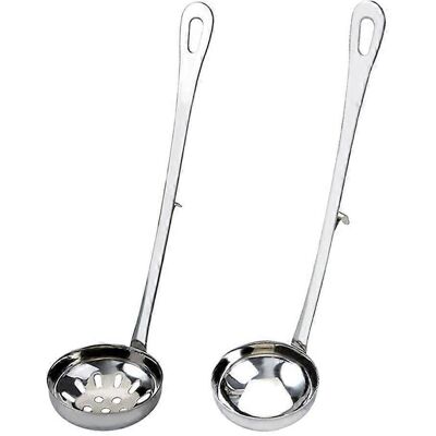 LISATR Lot De 2 Cuillères De Service En Acier Inoxydable Avec Crochet Et Long Manche, Passoire Pour Plats Chauds Et Soupes (passoire De 6 Cm + Cuillère À Soupe) - Publicité LISATR Lot De 2 Cuillères De Service En Acier Inoxydable Avec Crochet Et Long Manche, Passoire Pour Plats Chauds Et Soupes (passoire De 6 Cm + Cuillère À Soupe) - Publicité