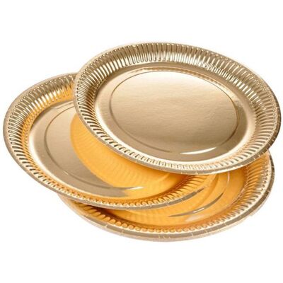 OEM 20 Assiettes En Carton, Rondes 23 Cm, Finition Or Sans Film Plastique, Jetables, Pour Événements Festifs Et Pique-niques - Publicité OEM 20 Assiettes En Carton, Rondes 23 Cm, Finition Or Sans Film Plastique, Jetables, Pour Événements Festifs Et Pique-niques - Publicité