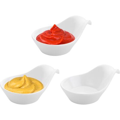 OEM Ensemble De 3 Bols À Trempette En Porcelaine Avec Anses Florina Alta 12,7 X 8,9 X 4,7 Cm - Publicité OEM Ensemble De 3 Bols À Trempette En Porcelaine Avec Anses Florina Alta 12,7 X 8,9 X 4,7 Cm - Publicité