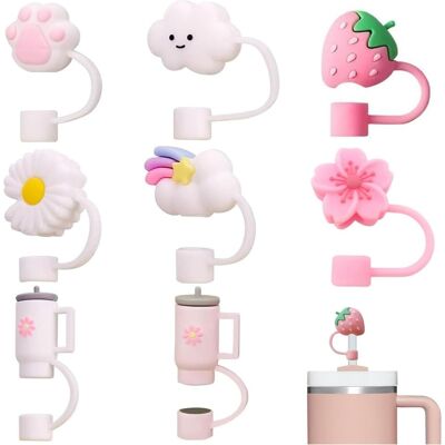 ALVIOR Couvercle Pour Paille - 10 Mm - Protection Antipoussière En Silicone - Accessoire Pour Gobelet - Lot De 8 - Publicité ALVIOR Couvercle Pour Paille - 10 Mm - Protection Antipoussière En Silicone - Accessoire Pour Gobelet - Lot De 8 - Publicité