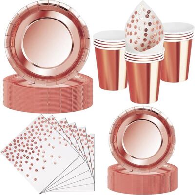 OEM 50 Pièces Vaisselle Jetable, Rose Gold Élégant, Assiettes 23 Cm Et 18 Cm, Gobelets, Serviettes, Pour Fêtes Intérieures Et Extérieures - Publicité OEM 50 Pièces Vaisselle Jetable, Rose Gold Élégant, Assiettes 23 Cm Et 18 Cm, Gobelets, Serviettes, Pour Fêtes Intérieures Et Extérieures - Publicité
