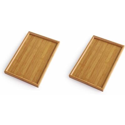 PROSHEVE 2pcs-plateau En Bambou Avec Poignées, Plateau De Service Et De Petit Déjeuner, Thé Et Table Basse, Décoratif De Cuisine (33 X 22 X 2 Cm) - Publicité PROSHEVE 2pcs-plateau En Bambou Avec Poignées, Plateau De Service Et De Petit Déjeuner, Thé Et Table Basse, Décoratif De Cuisine (33 X 22 X 2 Cm) - Publicité