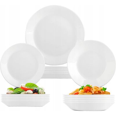 OEM Service De Table, 18 Assiettes Pour 6 Personnes, Blanc - Publicité OEM Service De Table, 18 Assiettes Pour 6 Personnes, Blanc - Publicité