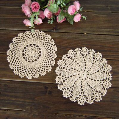 ALVIOR Placemat En Dentelle Coton Rond - 18 Cm De Diamètre - Fait Main Avec Motif Floral - Pour Table Ou Plateau De Service - Lot De 4 - Publicité ALVIOR Placemat En Dentelle Coton Rond - 18 Cm De Diamètre - Fait Main Avec Motif Floral - Pour Table Ou Plateau De Service - Lot De 4 - Publicité