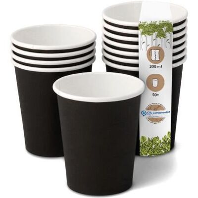 OEM 50 Gobelets Jetables En Papier, Noir, 200 Ml, Biodégradables Et Compostables, Idéaux Pour Cafés Et Événements - Publicité OEM 50 Gobelets Jetables En Papier, Noir, 200 Ml, Biodégradables Et Compostables, Idéaux Pour Cafés Et Événements - Publicité