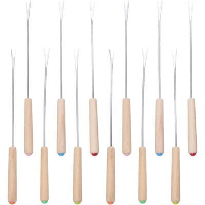 SLOWMOOSE Set De 12 Fourchettes À Fondue En Inox Avec Manches En Bois D'Hévéa, Ustensiles Cuisine Thermorésistant - Publicité SLOWMOOSE Set De 12 Fourchettes À Fondue En Inox Avec Manches En Bois D'Hévéa, Ustensiles Cuisine Thermorésistant - Publicité