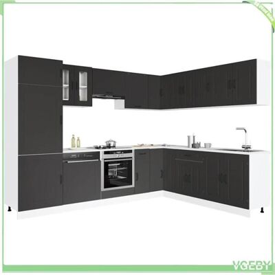 OEM Ensemble D'Armoires De Cuisine (14 Pcs) - Kalmar - Noir - Bois D'Ingénierie - Pieds Réglables - Publicité OEM Ensemble D'Armoires De Cuisine (14 Pcs) - Kalmar - Noir - Bois D'Ingénierie - Pieds Réglables - Publicité