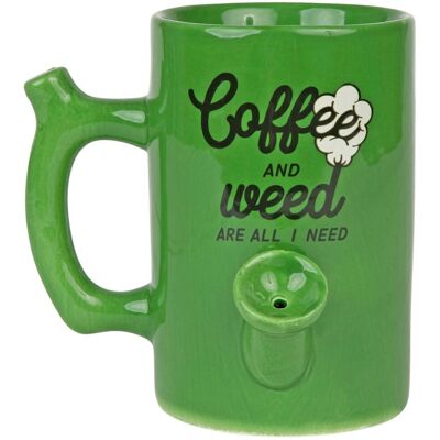 LEDE Mug En Céramique 30 Cl Vert « Café Et Herbe, C'Est Tout Ce Dont J'Ai Besoin » - Publicité LEDE Mug En Céramique 30 Cl Vert « Café Et Herbe, C'Est Tout Ce Dont J'Ai Besoin » - Publicité