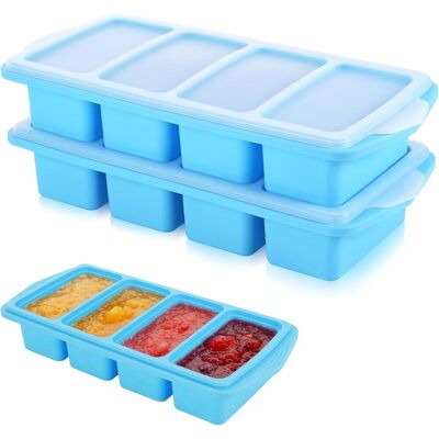 GRASSLIN Lot De 2 Plateau De Congélation, Silicone Avec Couvercle, 250 Ml, Pour Soupe Et Sauce, Cuisine Familiale - Publicité GRASSLIN Lot De 2 Plateau De Congélation, Silicone Avec Couvercle, 250 Ml, Pour Soupe Et Sauce, Cuisine Familiale - Publicité