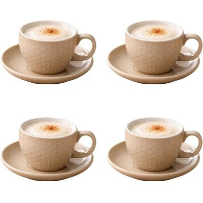 OEM Ensemble De 4 Tasses Avec Soucoupes Dans Une Teinte Beige - Publicité OEM Ensemble De 4 Tasses Avec Soucoupes Dans Une Teinte Beige - Publicité