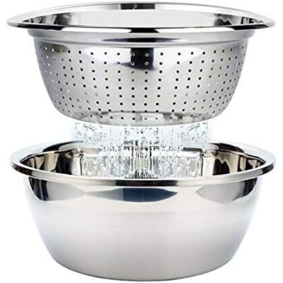 BRINSEA Passoire Passoire En Acier Inoxydable Et Ensemble De Bols À Mélanger Ensemble De Bols De Passoire À Salade Ensemble De Bols À Salade Empilables, 26 Cm - Publicité BRINSEA Passoire Passoire En Acier Inoxydable Et Ensemble De Bols À Mélanger Ensemble De Bols De Passoire À Salade Ensemble De Bols À Salade Empilables, 26 Cm - Publicité