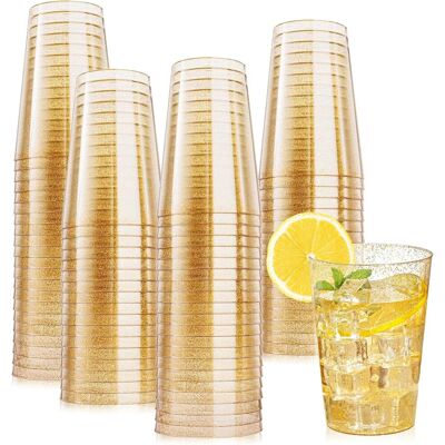 GRASSLIN Lot De 50 Gobelets, Bordure Dorée, Rigide Réutilisable, 280 Ml, Pour Fête Et Mariage - Publicité GRASSLIN Lot De 50 Gobelets, Bordure Dorée, Rigide Réutilisable, 280 Ml, Pour Fête Et Mariage - Publicité
