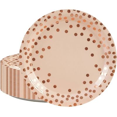 OEM 60 Assiettes Jetables En Carton, 17,8 Cm, Pois Rose Or Métallisé, Pour Anniversaire, Mariage Et Pique-nique - Publicité OEM 60 Assiettes Jetables En Carton, 17,8 Cm, Pois Rose Or Métallisé, Pour Anniversaire, Mariage Et Pique-nique - Publicité