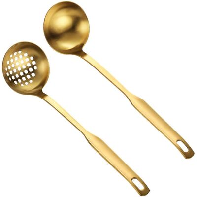 ALLAUVE Ensemble De 2 Louches À Soupe Et Passoires À Long Manche En Acier Inoxydable, Ustensiles De Cuisine Et Cuillères De Service. Publicité ALLAUVE Ensemble De 2 Louches À Soupe Et Passoires À Long Manche En Acier Inoxydable, Ustensiles De Cuisine Et Cuillères De Service. Publicité