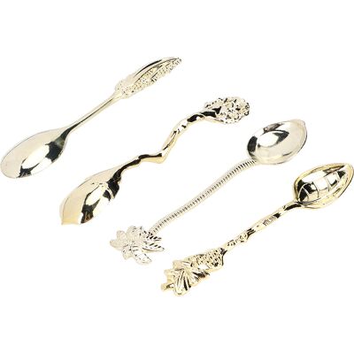 MCKENSA Lot De 4 Mini Cuillères À Café/thé Vintage En Alliage Doré, Pour Mélanger La Crème Glacée Et Les Desserts. Publicité MCKENSA Lot De 4 Mini Cuillères À Café/thé Vintage En Alliage Doré, Pour Mélanger La Crème Glacée Et Les Desserts. Publicité