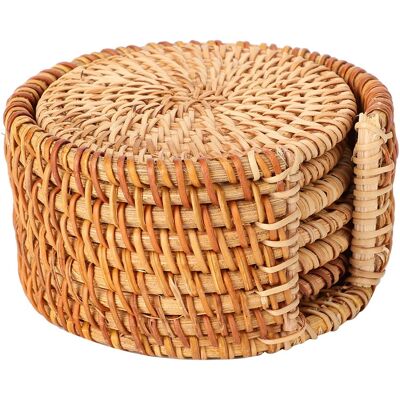 MCKENSA Ensemble De 6 Sous-verres En Rotin Faits Main, Isolants Et Servant Également De Sets De Table. Accessoires Pour Tasses À Thé, 13 Cm / 5,1 Pouces. Publicité MCKENSA Ensemble De 6 Sous-verres En Rotin Faits Main, Isolants Et Servant Également De Sets De Table. Accessoires Pour Tasses À Thé, 13 Cm / 5,1 Pouces. Publicité