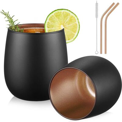 OEM Lot De 2 Verres À Gin,paroi Intérieure Dorée,verre Borosilicaté,capacité 450 Ml,bar Et Fête - Publicité OEM Lot De 2 Verres À Gin,paroi Intérieure Dorée,verre Borosilicaté,capacité 450 Ml,bar Et Fête - Publicité