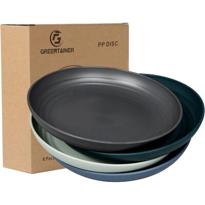GRASSLIN Set De 4 Assiettes 22,3 Cm En Pp, Incassables, Micro-ondes, Lave-vaisselle, Pour Pizza, Salade, Extérieur - Publicité GRASSLIN Set De 4 Assiettes 22,3 Cm En Pp, Incassables, Micro-ondes, Lave-vaisselle, Pour Pizza, Salade, Extérieur - Publicité
