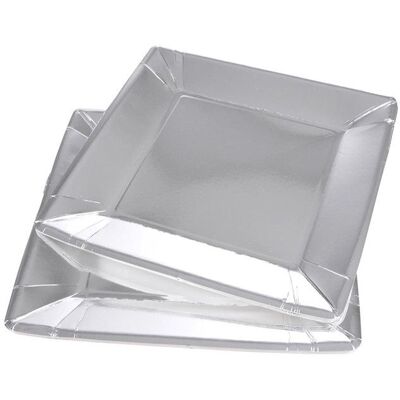 OEM 20 Assiettes En Carton Carrées, 23 Cm, Finition Argent Sans Film Plastique, Pour Événement Festif Ou Service Traiteur - Publicité OEM 20 Assiettes En Carton Carrées, 23 Cm, Finition Argent Sans Film Plastique, Pour Événement Festif Ou Service Traiteur - Publicité