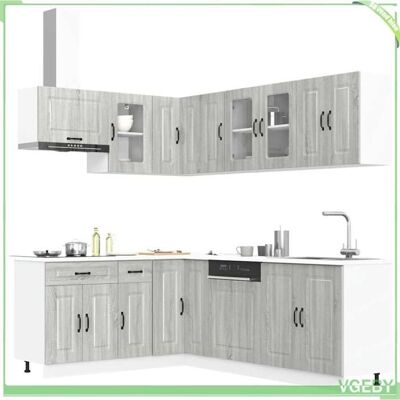 OEM Ensemble D'Armoires De Cuisine 11 Pièces - Kalmar - Sonoma Gris - Bois D'Ingénierie - Pieds Réglables - Publicité OEM Ensemble D'Armoires De Cuisine 11 Pièces - Kalmar - Sonoma Gris - Bois D'Ingénierie - Pieds Réglables - Publicité