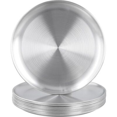 SANS MARQUE Mukseut Lot De 12 Assiettes Rondes En Acier Inoxydable De 26 Cm Pour Fêtes, Buffets, Divertissements, Steak Et Barbecue - Publicité SANS MARQUE Mukseut Lot De 12 Assiettes Rondes En Acier Inoxydable De 26 Cm Pour Fêtes, Buffets, Divertissements, Steak Et Barbecue - Publicité