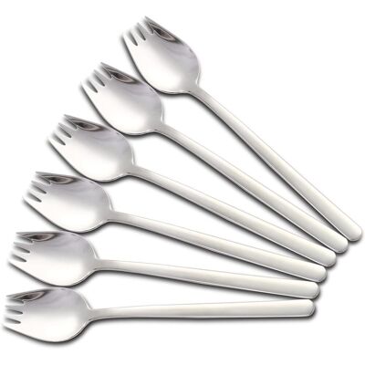 LBJFYHJN Lot De 6 Cuillères Fourchettes - Acier Inoxydable 304 - Design 2 En 1 - Pour Camping Et Voyage - 19,5 Cm - Publicité LBJFYHJN Lot De 6 Cuillères Fourchettes - Acier Inoxydable 304 - Design 2 En 1 - Pour Camping Et Voyage - 19,5 Cm - Publicité
