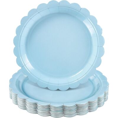 GRASSLIN Lot De 30 Assiettes En Papier, Bord Festonné, Bleu Clair, 22,9 Cm, Pour Mariage Et Anniversaire - Publicité GRASSLIN Lot De 30 Assiettes En Papier, Bord Festonné, Bleu Clair, 22,9 Cm, Pour Mariage Et Anniversaire - Publicité